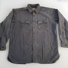 Vintage 90s LL Bean Chamois Flannel Shirt Mens L Reg Bluish Gray Made in USA