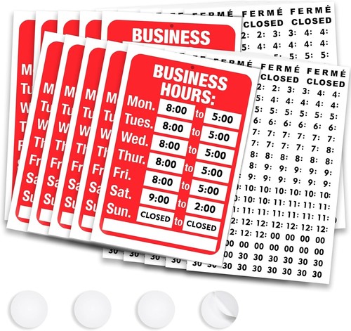 Professional Business Hours Sign Kit - 10 Red & White Open Signs Pack - Picture 3 of 8