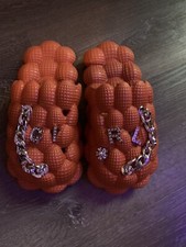 Women's Bubble Slides, Ultra Cushioned Bubble Slippers -Orange