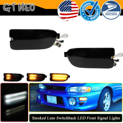 Smoked Switchback White DRL LED Amber Signal Lights For 1999-2001 Subaru Impreza