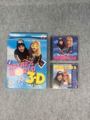 Wayne's World 3-D 3D Glasses Card Game 1992 Mattel W/ Music Soundtracks CD Lot