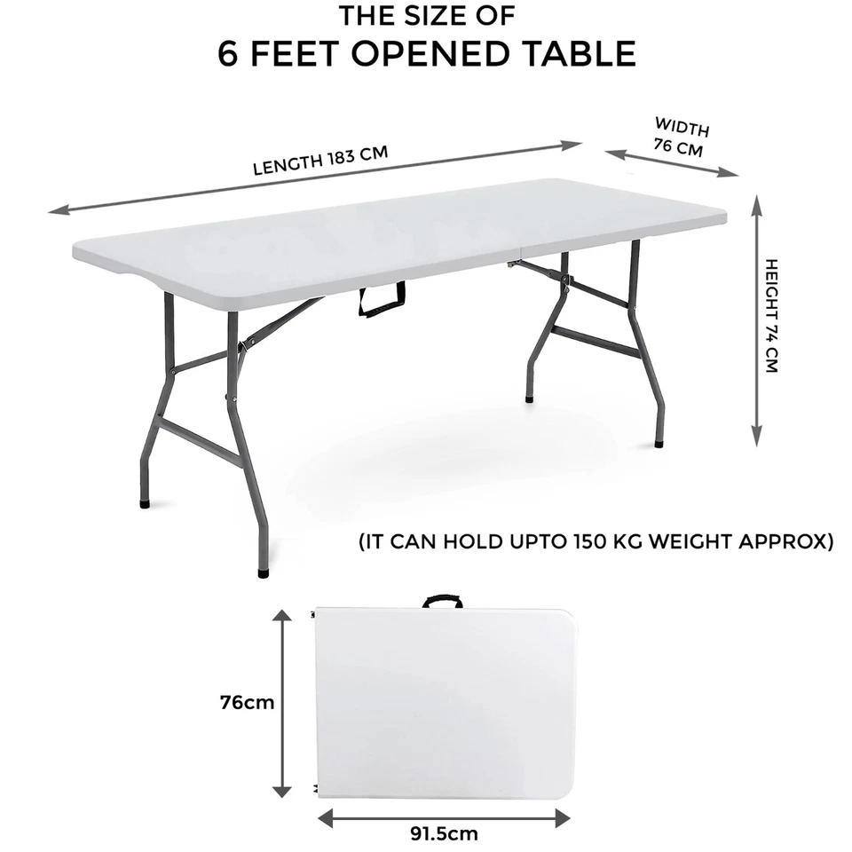 6FT CAMPING CATERING HEAVY DUTY FOLDING TABLE TRESTLE PICNIC BBQ PARTY - Image 2 of 4
