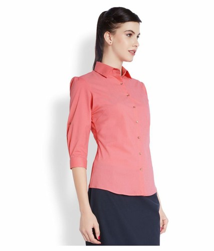 Peach Cotton Blend Shirt UK 10 LN098 CC 