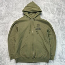 Vintage USMC Hoodie Mens Size Medium Green Full Zip Y2K Made in USA