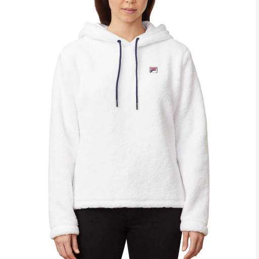 FILA Felpa con cappuccio sherpa donna bianca taglia XXL