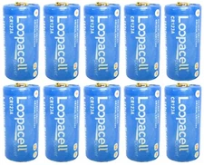 10 Loopacell 3V Lithium CR123A Batteries for Camera, Flashlight etc