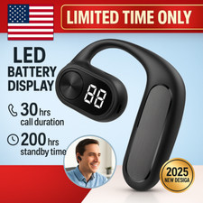 Bluetooth 5.4 Wireless Open Ear Earbuds Single Waterproof, Mic, Charging Case
