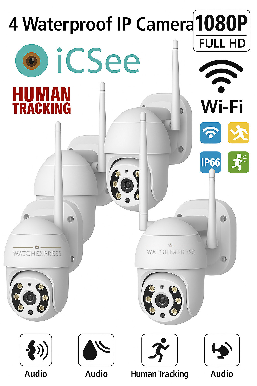 Proteggi il Tuo Mondo: Kit 4 Telecamere WiFi iCSee per Esterni