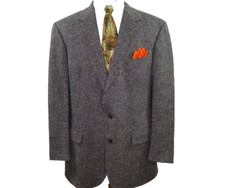 Brooks Brothers Mens Tweed Black Speckled Blazer Jacket Sport Coat 45 L EUC USA
