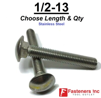 #ad 1 2 13 Carriage Bolts Stainless Steel All Lengths and Quantities in Listing $858.44