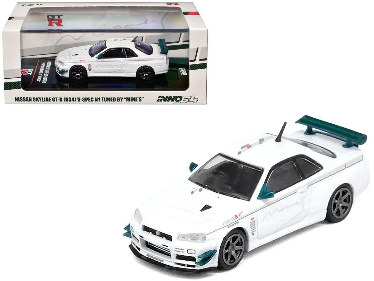 Mine's BNR34 SKYLINE GT-R 1999 ホワイト 1/64 Nissan Skyline