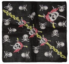 Lot of 12 Pirate Red Hat Pirate Crossbones W/ Chain Cotton 22"x22" Bandana