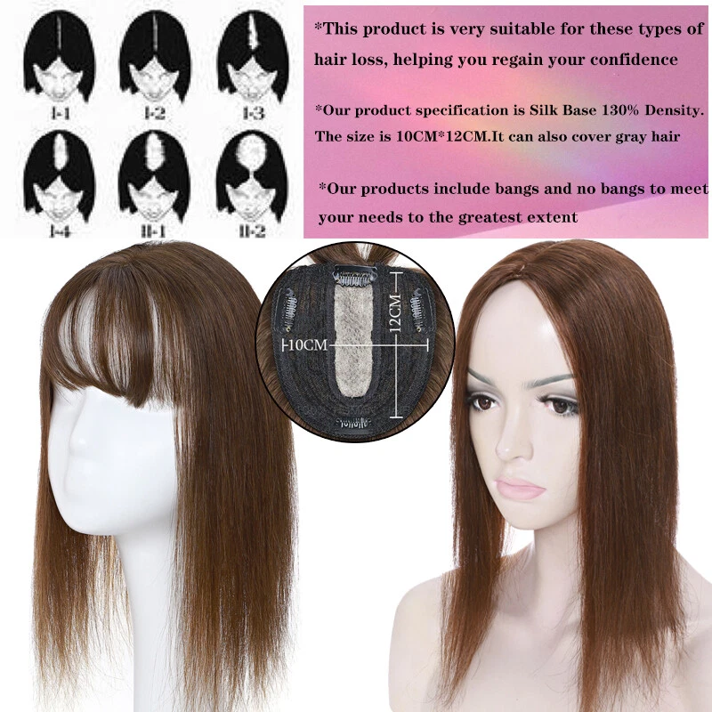 CLEARANCE Clip In 100% Topper Toupee Silk Base Remy Human Hair Women Top Piece a - Image 3 of 4