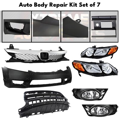 パーツ Honda Front Bumper and Headlights Front Bumper Paintable Plastic & Headlights Kit For 2009-2011