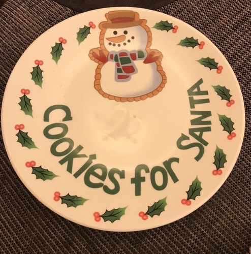 Cookies for Santa Christmas Plate Snowman Premier Christmas Plate Boxed - Foto 1 di 7