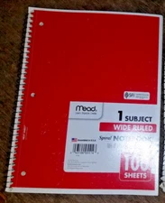 **LOT OF 16**Mead Spiral Notebook,1-Subject,Wide Rule,7-1/2 x 10-1/2, 100 Sheets