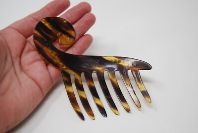 VIntage Faux Tortoiseshell Celluloid Rhinestone Hair Comb  display picture 2