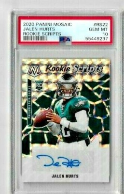 2020 Mosaic JALEN HURTS Rookie Scripts Auto PSA 10 Eagles QB!! | eBay