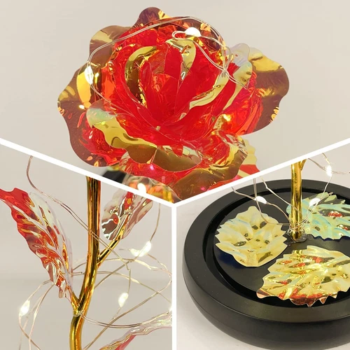 Enchanted Forever Rose Flower In Dome Glass LED Night Light Valentine's Day Gift - Picture 9 of 10