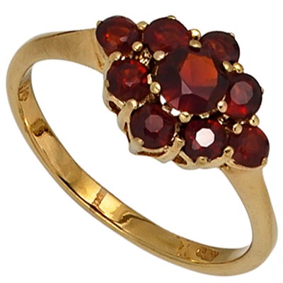 Rot Gold Ring JOBO Damen Ring 375 Gold Gelbgold 9 Granate rot Goldring Granatring RW ...