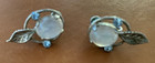 VINTAGE VAN DELL MOONGLOW W/ BLUE RHINESTONE STERLING SCREWBACK EARRINGS — photo 3