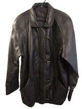 VTG jacqueline ferrar black buttery soft leather zip coat jacket woman's M