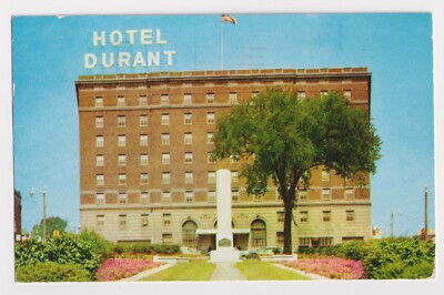 HOTEL DURANT IN FLINT MICHIGAN, GENESEE COUNTY, CHROME POSTCARD, c. 1955