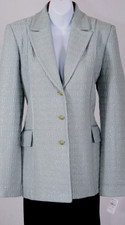NWT ST.JOHN Women's Tweed Green Seaglass Metallic Silver Shimmer Jacket Sz 14
