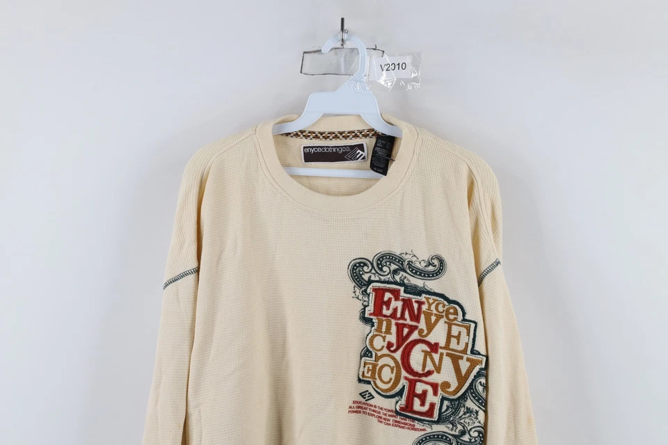 Camiseta De Colección Y2K Enyce Para Hombres 3XL Deletrear Tribal Térmica Tejida Gofre Manga Larga Foto 2 de 4