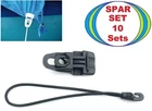 10 each MIDI Tarpaulin Clips Black + 25cm Tension Rubber Eyelets Tensioner Banner Clip