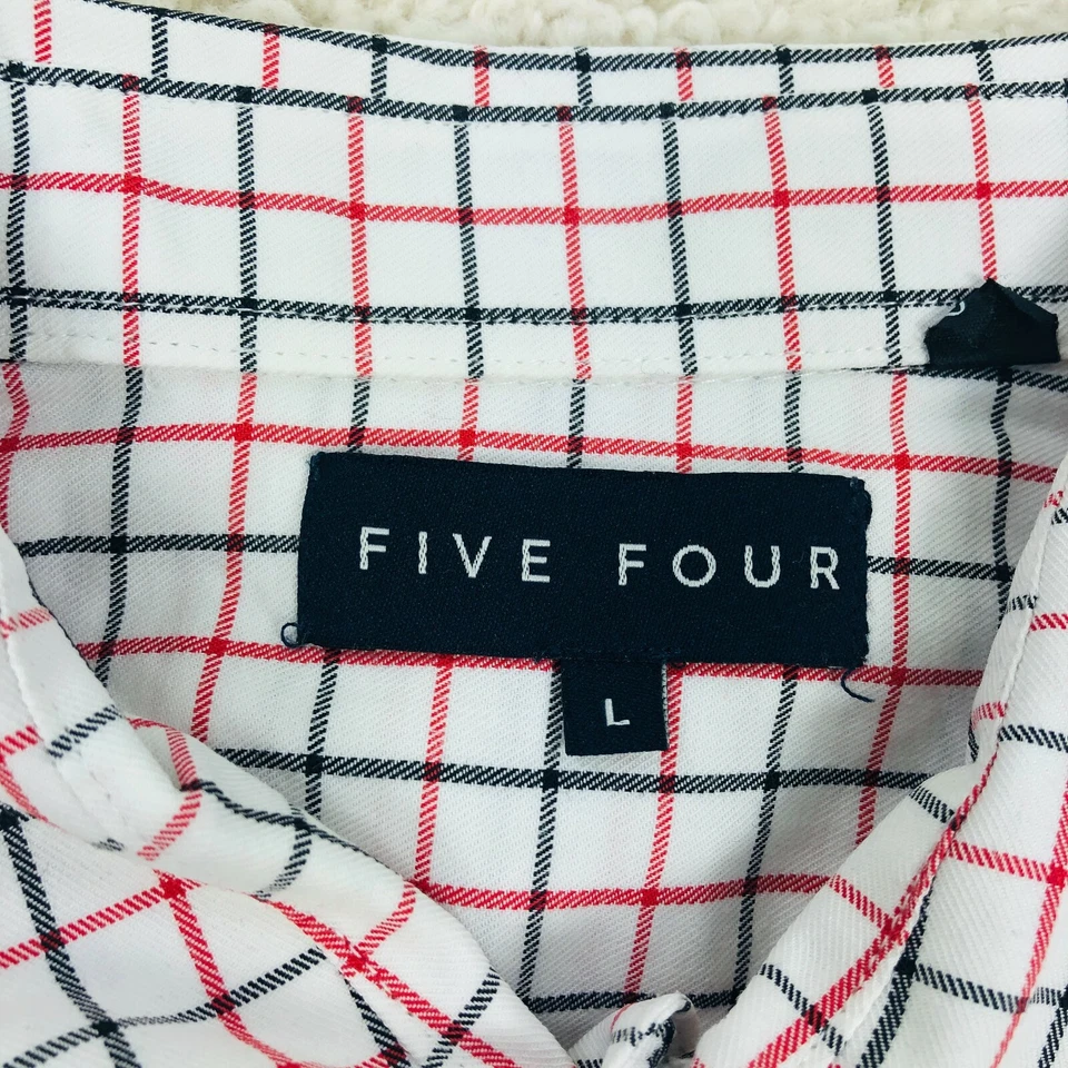 Camisa Five Cuatro Botones Grande Adulto Blanca Roja A Cuadros Manga Larga Bolsillo Para Hombres Foto 4 de 4