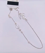 Target Stationary Beaded Silvertone Sparkle Long Necklace 36” New