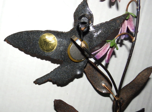 Bovano of Cheshire Enamel on Copper Hummingbird Flowers Wall Hanging Art - Picture 10 of 11