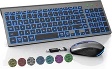 Wireless Keyboard and Mouse Combo Backlit -Compact Quiet Keyboard with RGB Mouse