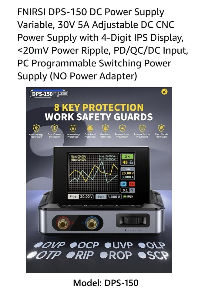 Alimentation Variable DC DPS-150 30V 5A Programmable - Écran IPS 4 Chiffres