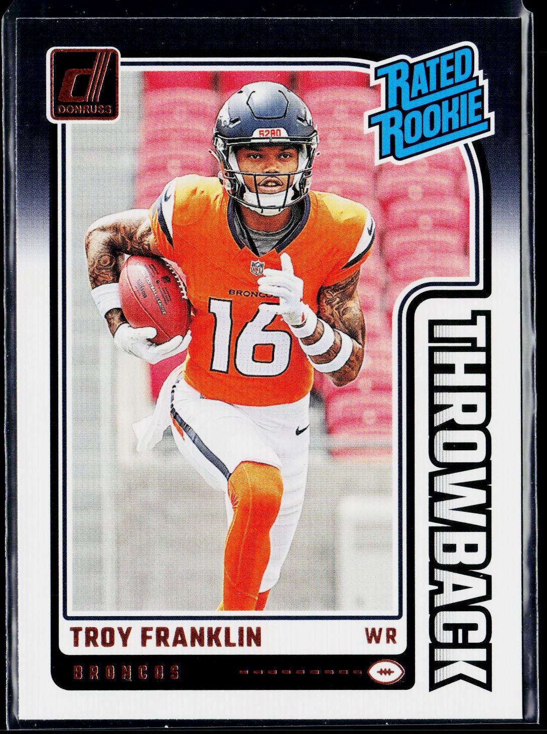 2024 Donruss #20 Troy Franklin Denver Broncos Rated Rookies Throwback DW