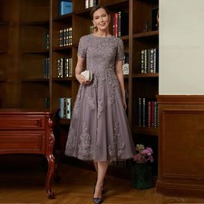 Elegant Wedding Guest Dresses A-Line Scoop Mother of the Bride/ Groom Dress Lace