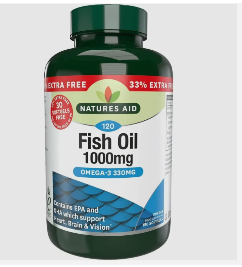 Natures Aid Fish Oil 1000mg Omega 3 - 120 Softgels