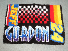 JEFF GORDON 24 HANDMADE NASCAR LATCH HOOK RUG BANNER WALL HANGING 19X28