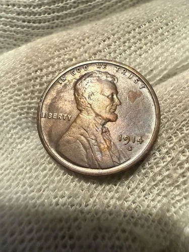 1914 S Lincoln Cent Wheat Penny Lustrous Xf + High Grade Toned