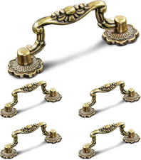 5pcs Antique Bronze Cabinet Pulls, 3 inch Hole Centers Vintage Cabinet Drawer Ha