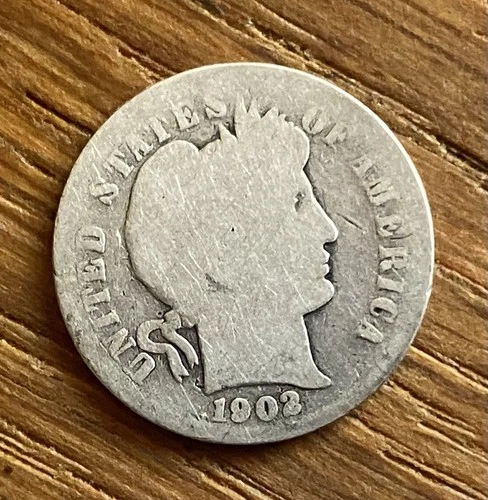 1902 Barber Dime 10C – 90% Silver – Circulated – Historic U.S. Coin