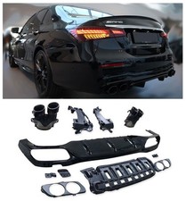 Suitable for Mercedes W213 E-Class rear spoiler diffuser + tailpipes (BLACK)