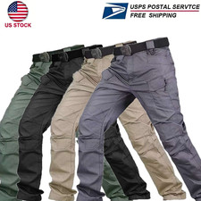 Mens Work Combat Pants Tactical Cargo Pants Outdoor Hiking Waterproof Trousers