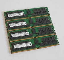 [128GB] - LOT OF 4x 32GB DDR4 ECC 2400 Micron Registered Server RAM