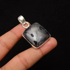 Mystic Merlinite Gemstone 925 Sterling Silver Handmade Jewelry Pendant 1.69"