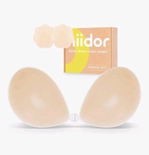 Niidor Adhesive Bra Strapless Sticky Invisible PushUp Silicone Backless B/C NUDE