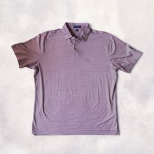 Peter Millar Polo Shirt Crown Crafted Men's Size XL Pink Striped Embroidery Golf