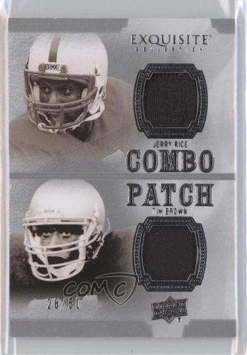 2010 Upper Deck Exquisite Collection Combo /50 Jerry Rice Tim Brown Patch HOF