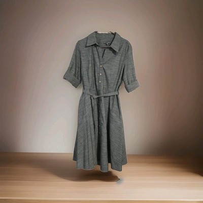 A-Line Tie-Front Linen Blend Sharagano Dress Size 12 Sage Green NWOT